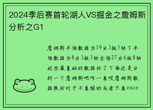 2024季后赛首轮湖人VS掘金之詹姆斯分析之G1